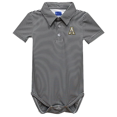 Infant Vive La Fete Black Appalachian State Mountaineers Polo Pencil Stripe Bodysuit