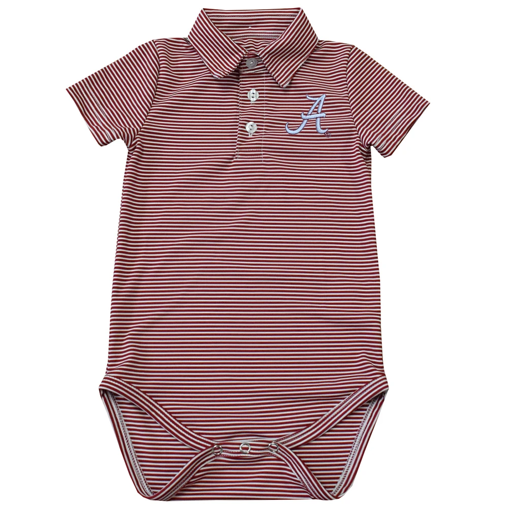 Infant Vive La Fete Crimson Alabama Tide Polo Pencil Stripe Bodysuit