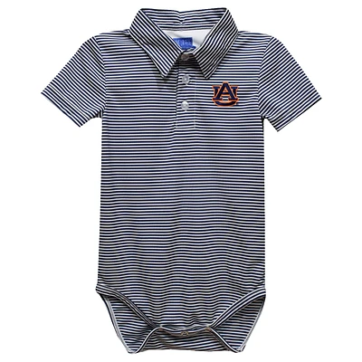 Infant Vive La Fete Navy Auburn Tigers Polo Pencil Stripe Bodysuit