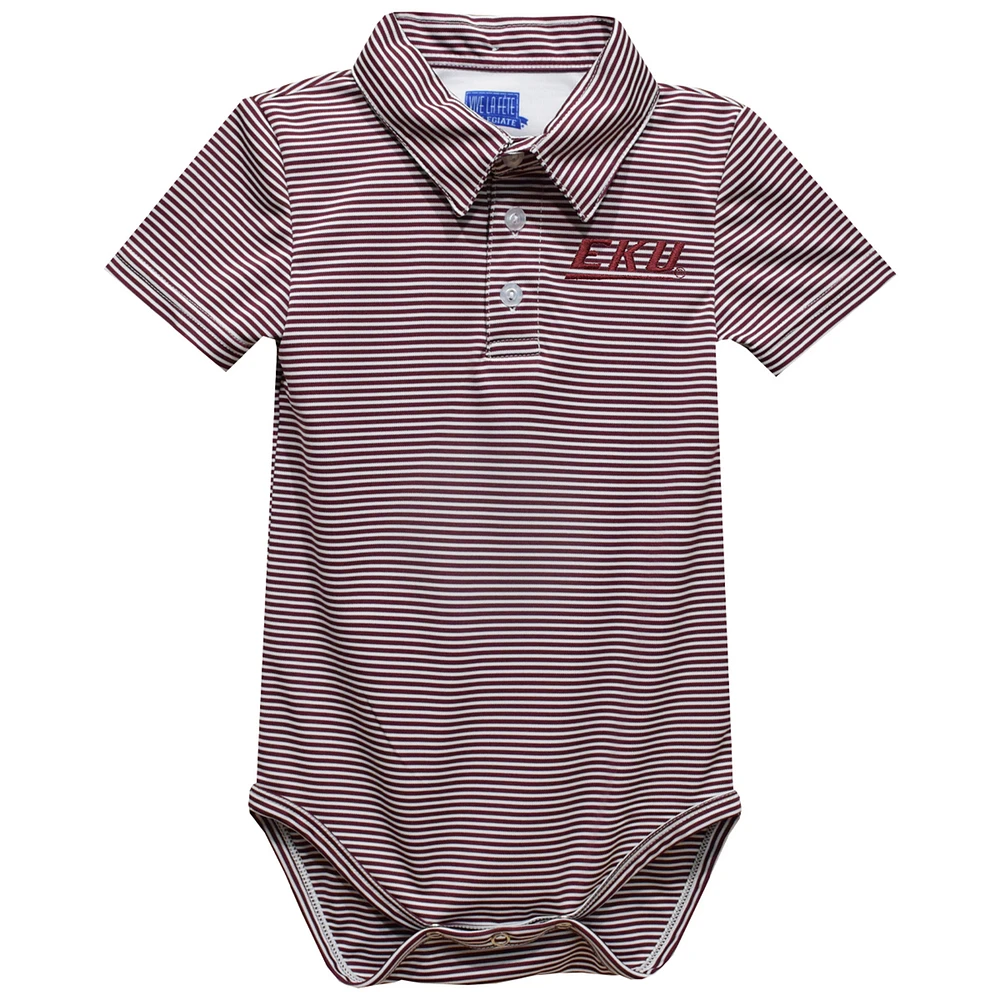 Infant Vive La Fete Maroon Eastern Kentucky Colonels Polo Pencil Stripe Bodysuit