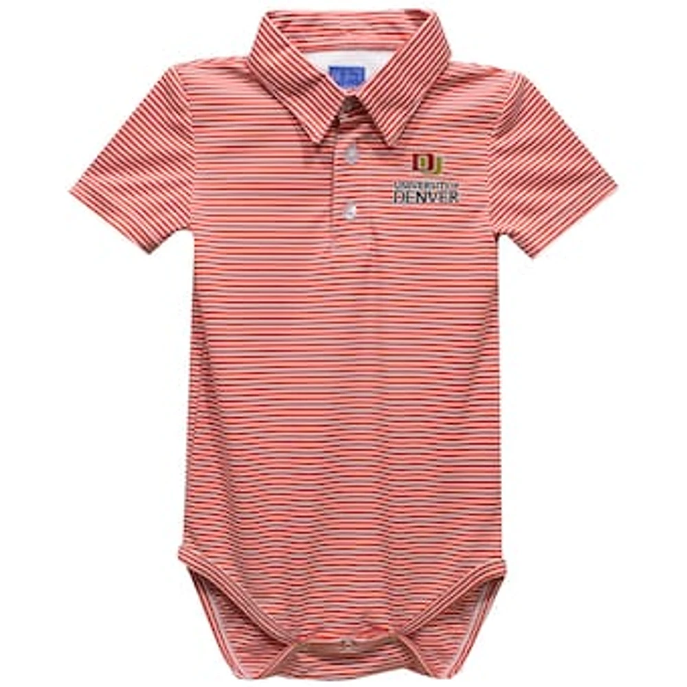 Infant Vive La Fete Red Denver Pioneers Polo Pencil Stripe Bodysuit