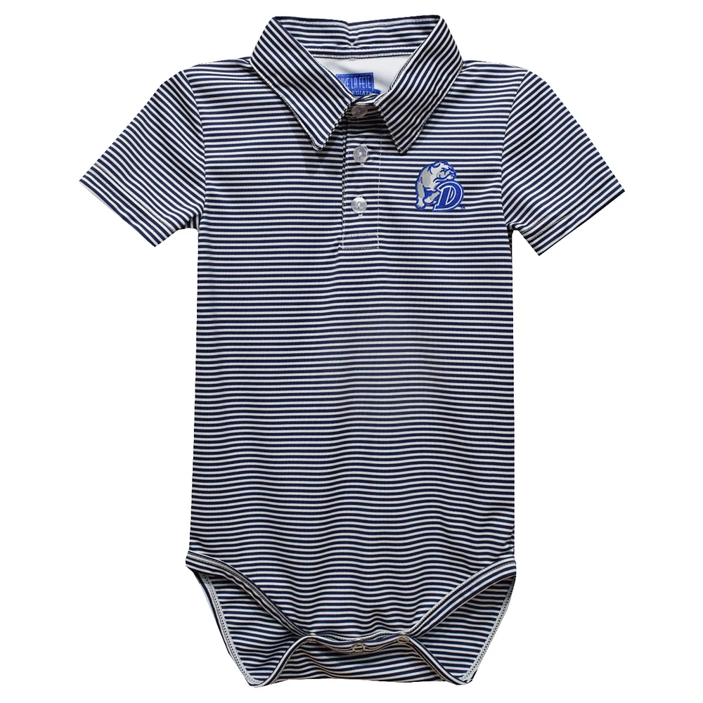 Infant Vive La Fete Navy Drake Bulldogs Polo Pencil Stripe Bodysuit