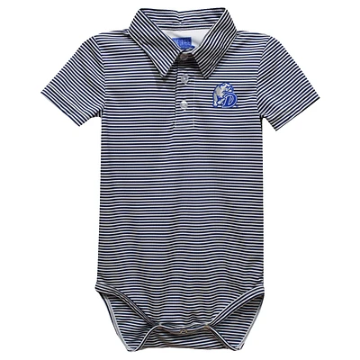 Infant Vive La Fete Navy Drake Bulldogs Polo Pencil Stripe Bodysuit