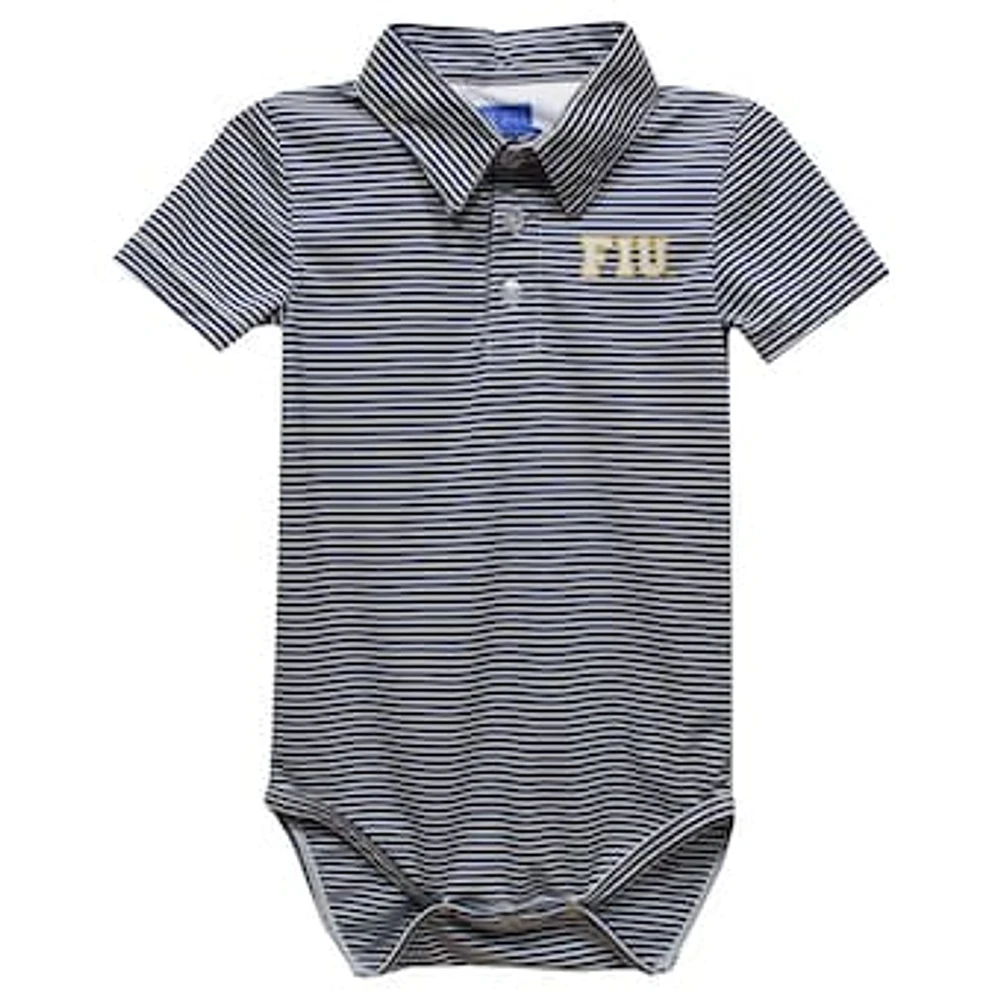 Infant Vive La Fete Navy FIU Panthers Polo Pencil Stripe Bodysuit