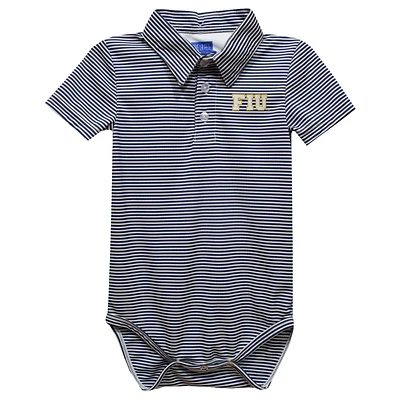 Infant Vive La Fete Navy FIU Panthers Polo Pencil Stripe Bodysuit