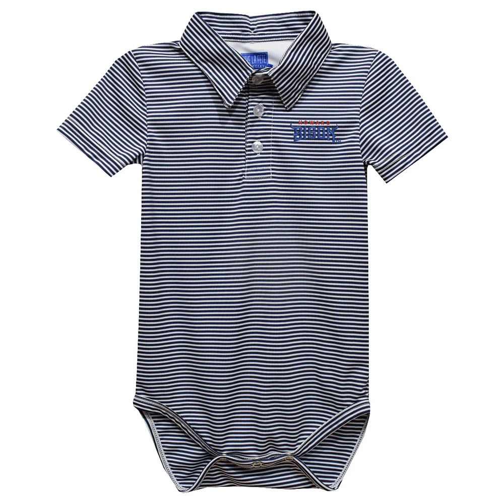 Infant Vive La Fete Navy Howard Bison Polo Pencil Stripe Bodysuit