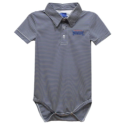 Infant Vive La Fete Navy Howard Bison Polo Pencil Stripe Bodysuit
