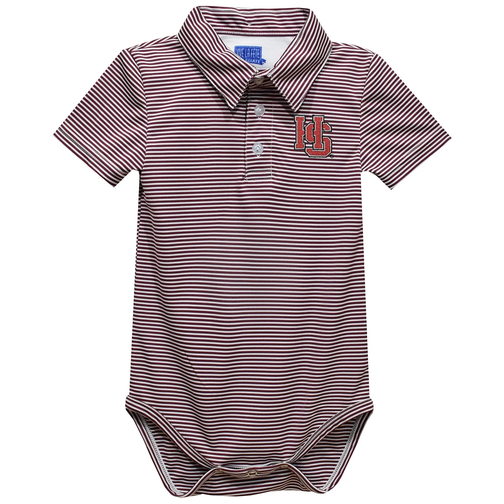 Infant Vive La Fete Maroon Hampden-Sydney College Tigers Polo Pencil Stripe Bodysuit