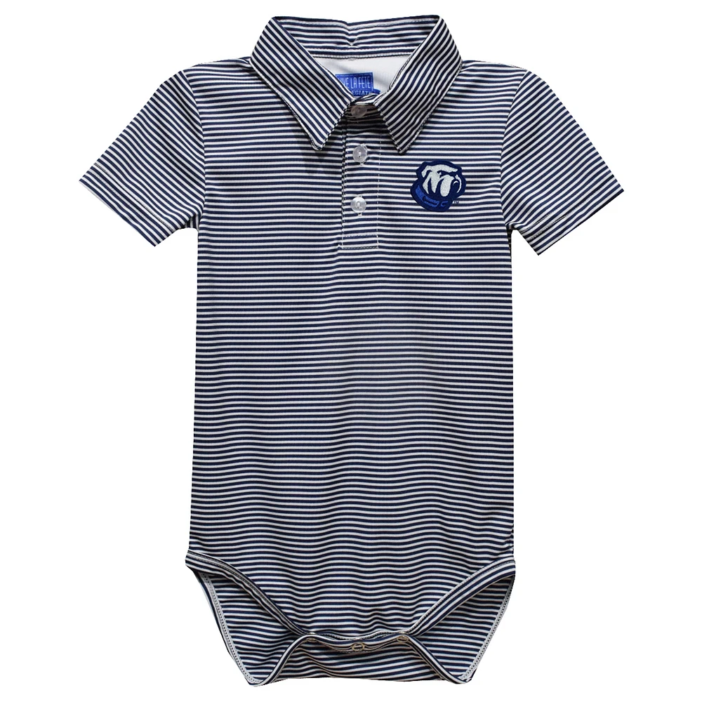 Infant Vive La Fete Navy Citadel Bulldogs Polo Pencil Stripe Bodysuit