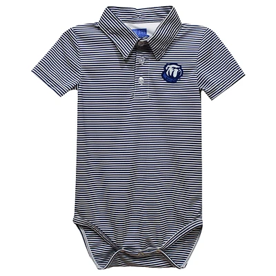 Infant Vive La Fete Navy Citadel Bulldogs Polo Pencil Stripe Bodysuit