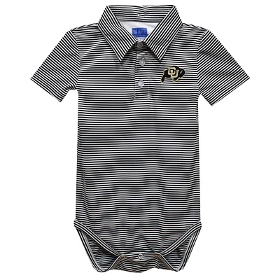 Infant Vive La Fete Black Colorado Buffaloes Polo Pencil Stripe Bodysuit