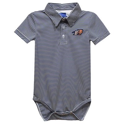 Infant Vive La Fete Navy Bucknell Bison Polo Pencil Stripe Bodysuit
