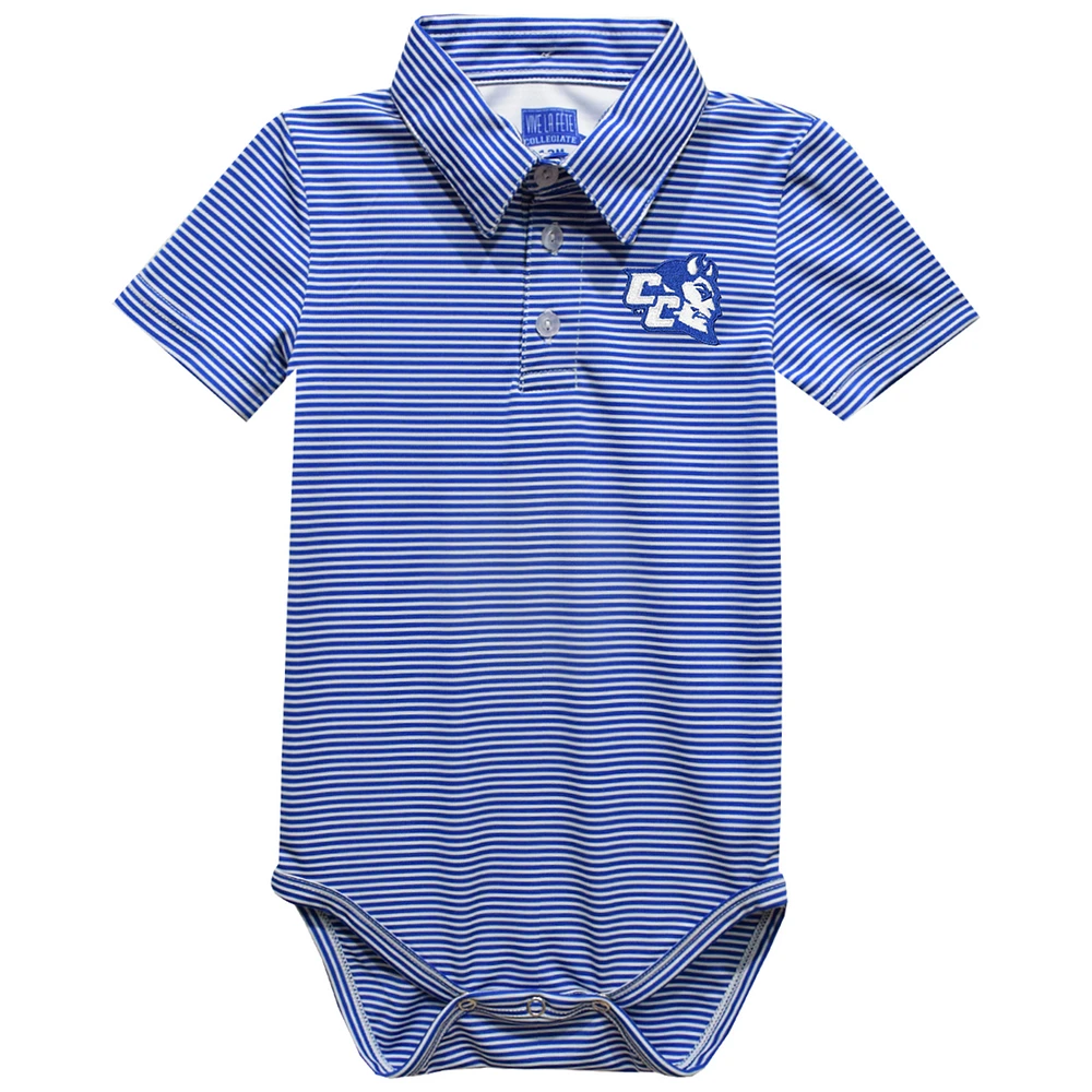 Infant Vive La Fete Blue Central Connecticut State Devils Polo Pencil Stripe Bodysuit