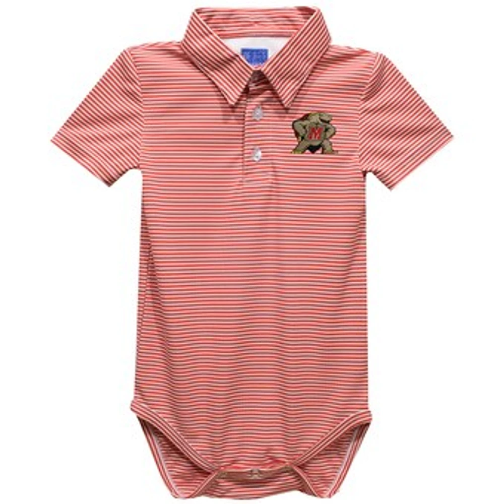 Infant Vive La Fete Red Maryland Terrapins Polo Pencil Stripe Bodysuit