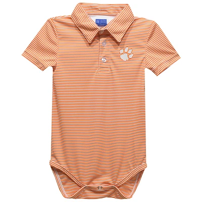 Infant Vive La Fete Orange Clemson Tigers Polo Pencil Stripe Bodysuit
