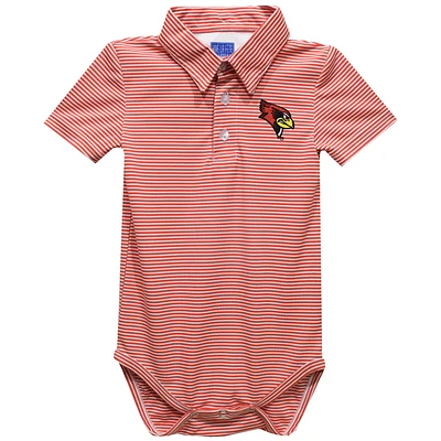 Infant Vive La Fete Red Illinois State Redbirds Polo Pencil Stripe Bodysuit