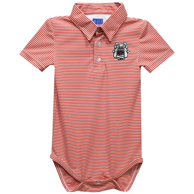 Infant Vive La Fete Red Fresno State Bulldogs Polo Pencil Stripe Bodysuit