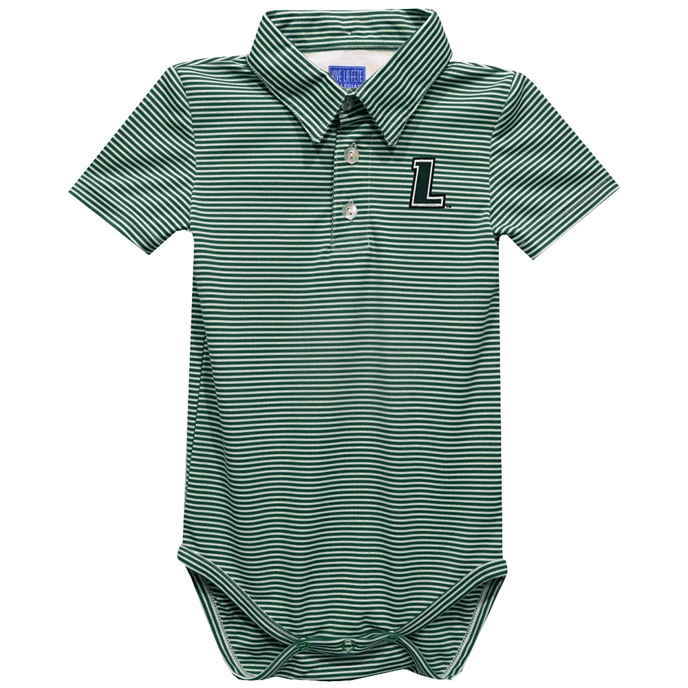 Infant Vive La Fete Green Loyola Greyhounds Polo Pencil Stripe Bodysuit