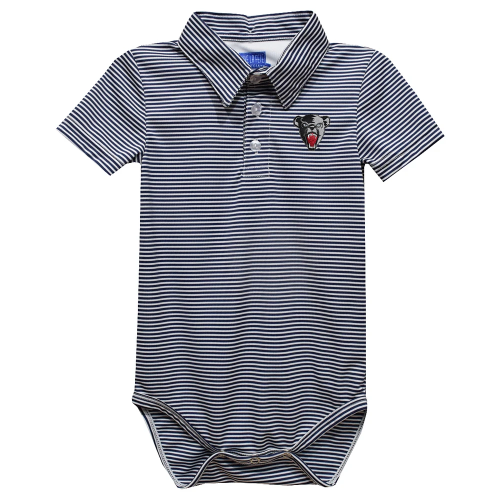 Infant Vive La Fete Navy Maine Black Bears Polo Pencil Stripe Bodysuit