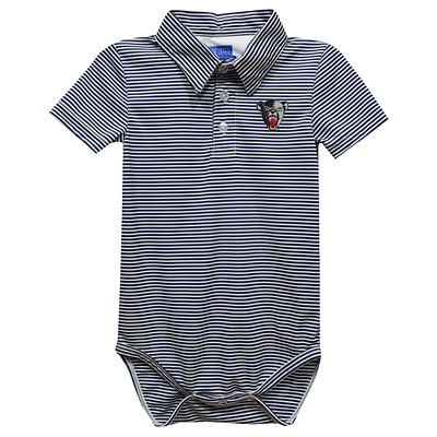 Infant Vive La Fete Navy Maine Black Bears Polo Pencil Stripe Bodysuit