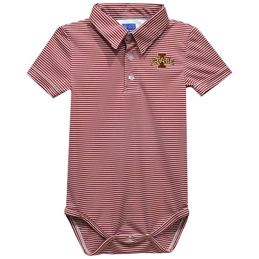 Infant Vive La Fete Red Iowa State Cyclones Polo Pencil Stripe Bodysuit