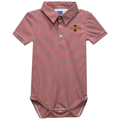 Infant Vive La Fete Red Iowa State Cyclones Polo Pencil Stripe Bodysuit