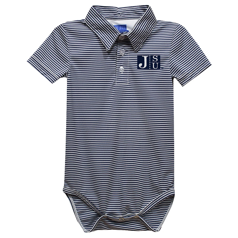Infant Vive La Fete Blue Jackson State Tigers Polo Pencil Stripe Bodysuit