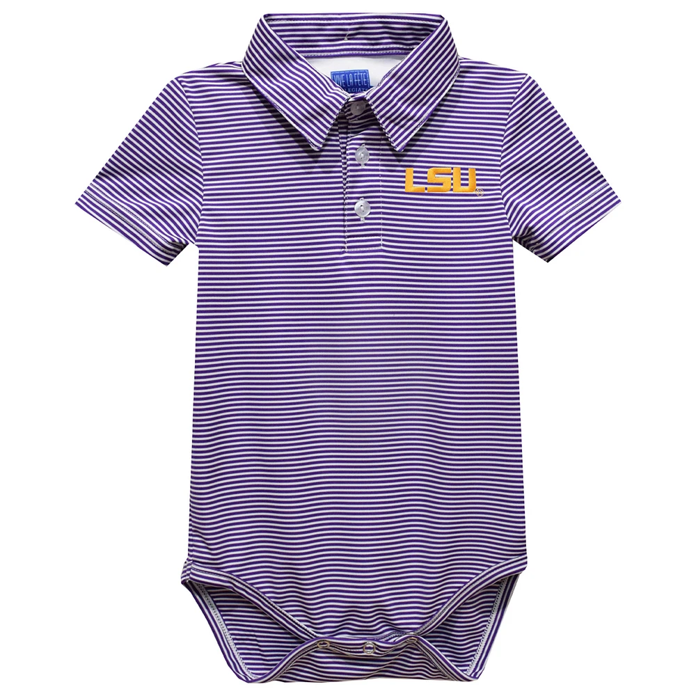 Infant Vive La Fete Purple LSU Tigers Polo Pencil Stripe Bodysuit