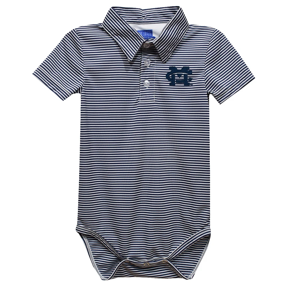 Infant Vive La Fete Navy Mississippi College Choctaws Polo Pencil Stripe Bodysuit