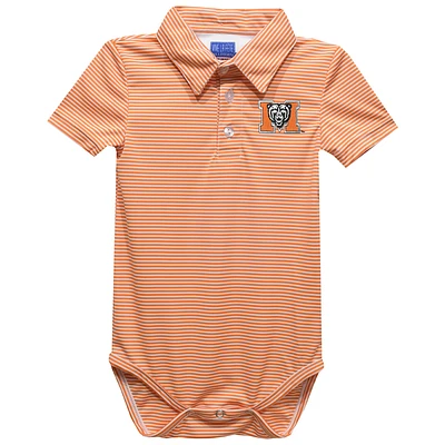 Infant Vive La Fete Orange Mercer Bears Polo Pencil Stripe Bodysuit