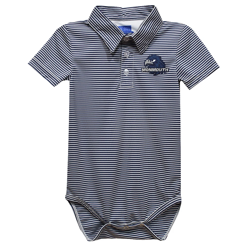 Infant Vive La Fete Blue Monmouth Hawks Polo Pencil Stripe Bodysuit