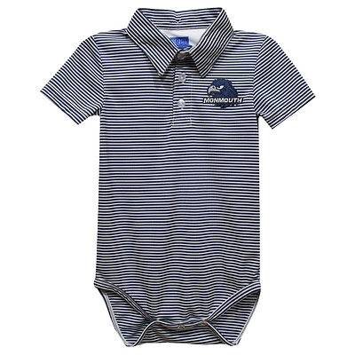 Infant Vive La Fete Blue Monmouth Hawks Polo Pencil Stripe Bodysuit