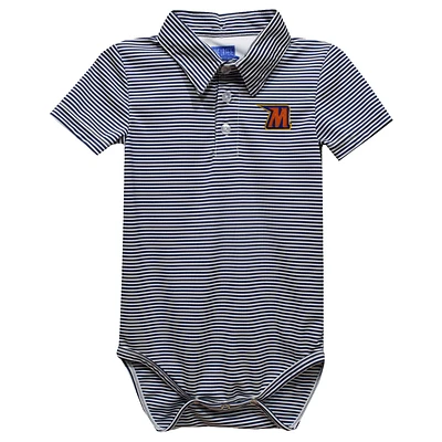 Infant Vive La Fete Navy Morgan State Bears Polo Pencil Stripe Bodysuit