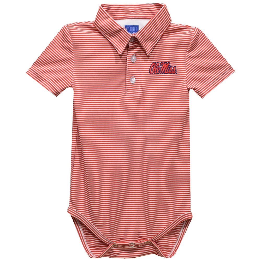 Infant Vive La Fete Red Ole Miss Rebels Polo Pencil Stripe Bodysuit