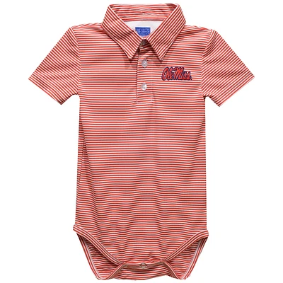 Infant Vive La Fete Red Ole Miss Rebels Polo Pencil Stripe Bodysuit