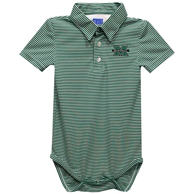 Infant Vive La Fete Green Marshall Thundering Herd Polo Pencil Stripe Bodysuit