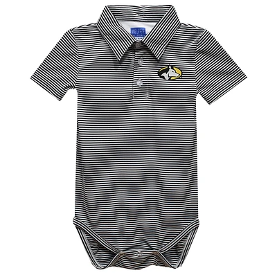 Infant Vive La Fete Black Michigan Tech Huskies Polo Pencil Stripe Bodysuit