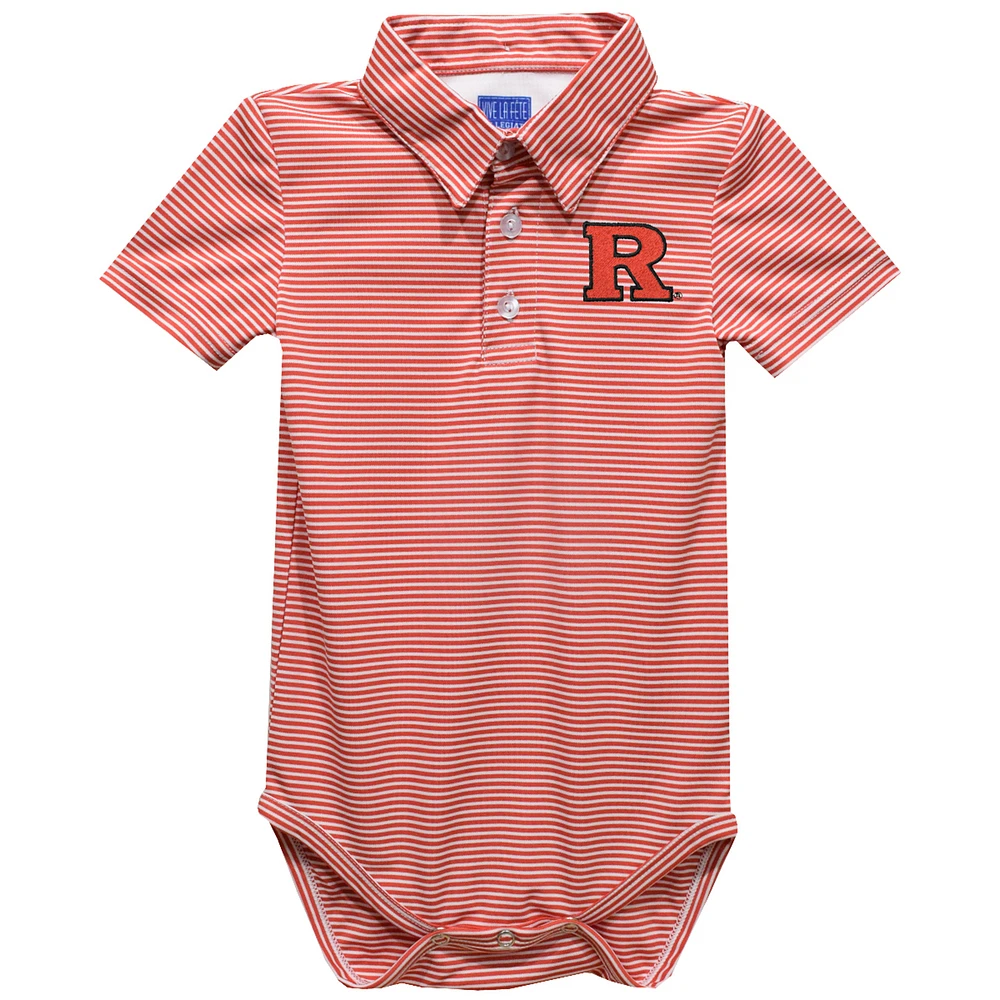 Infant Vive La Fete Red Rutgers Scarlet Knights Polo Pencil Stripe Bodysuit