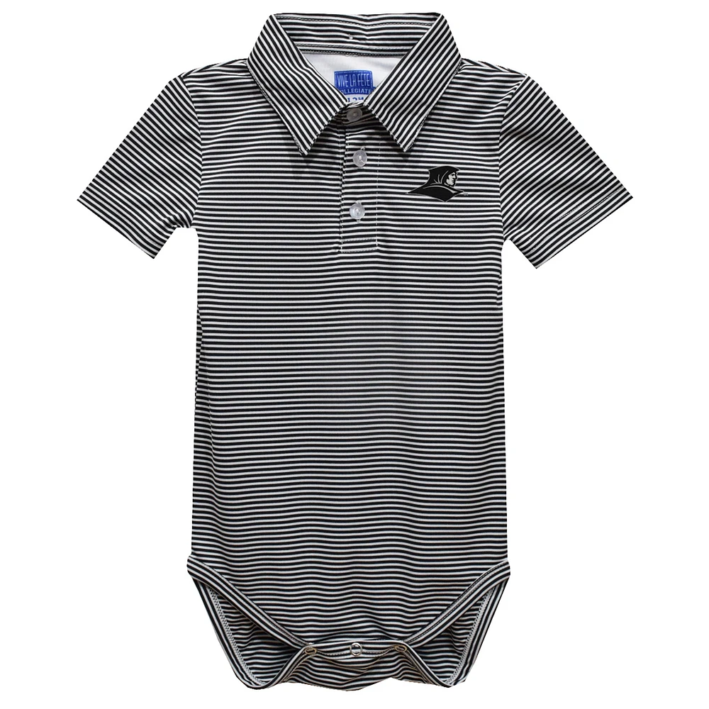 Infant Vive La Fete Black Providence Friars Polo Pencil Stripe Bodysuit