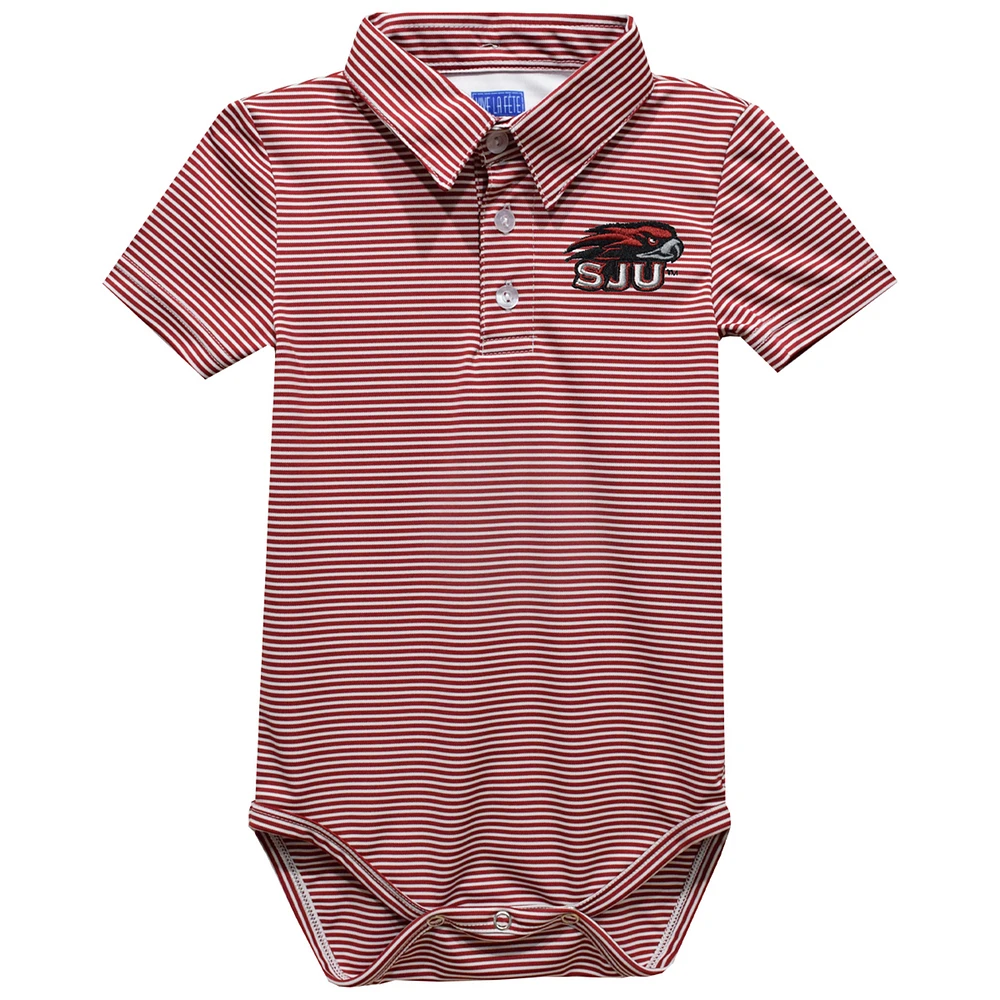 Infant Vive La Fete Red Saint Joseph's Hawks Polo Pencil Stripe Bodysuit