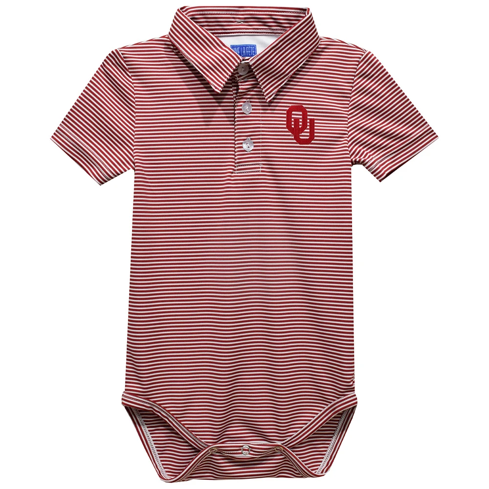 Infant Vive La Fete Red Oklahoma Sooners Polo Pencil Stripe Bodysuit