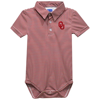 Infant Vive La Fete Red Oklahoma Sooners Polo Pencil Stripe Bodysuit