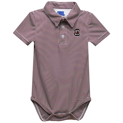 Infant Vive La Fete Maroon South Carolina Gamecocks Polo Pencil Stripe Bodysuit