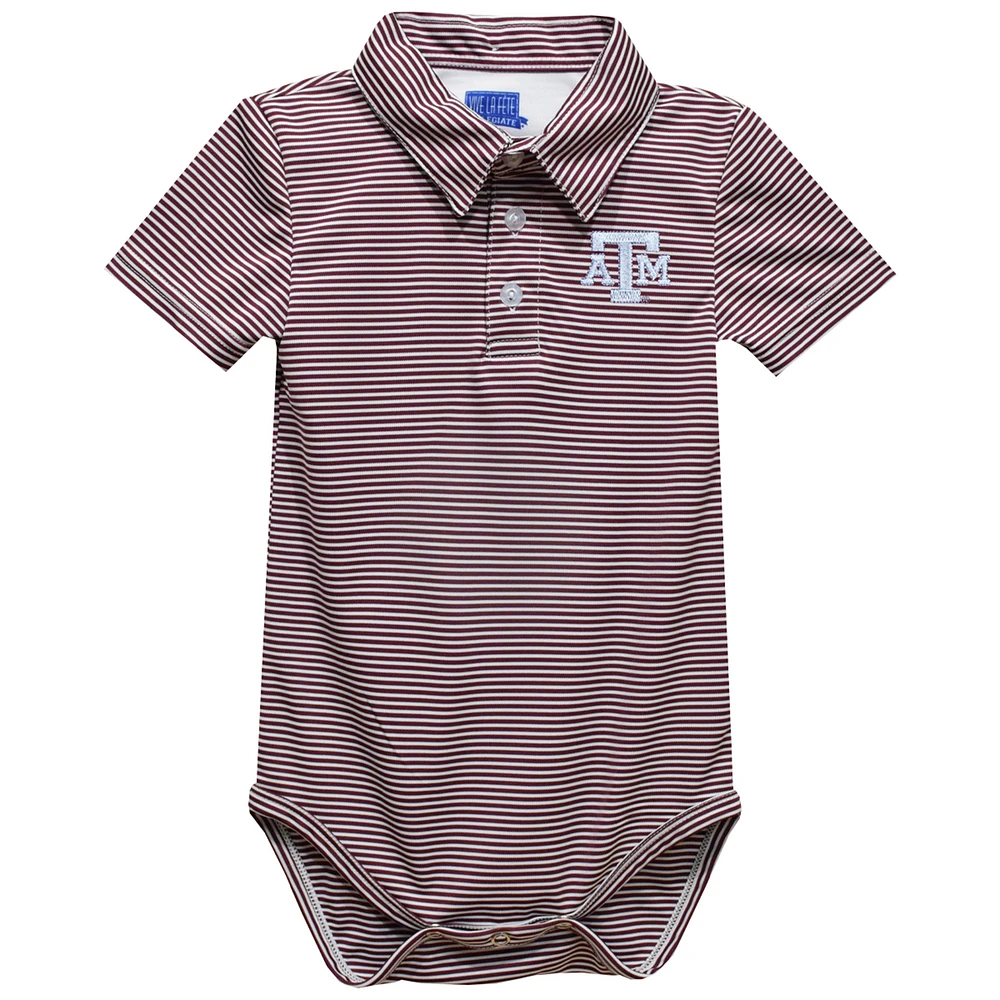 Infant Vive La Fete Maroon Texas A&M Aggies Polo Pencil Stripe Bodysuit
