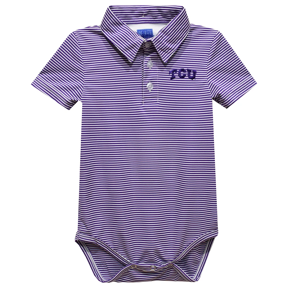 Infant Vive La Fete Purple TCU Horned Frogs Polo Pencil Stripe Bodysuit
