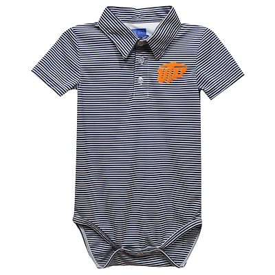 Infant Vive La Fete Navy UTEP Miners Polo Pencil Stripe Bodysuit