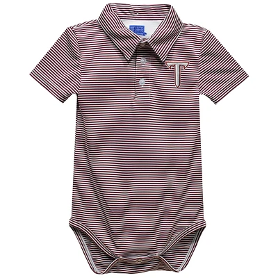 Infant Vive La Fete Maroon Troy University Trojans Polo Pencil Stripe Bodysuit