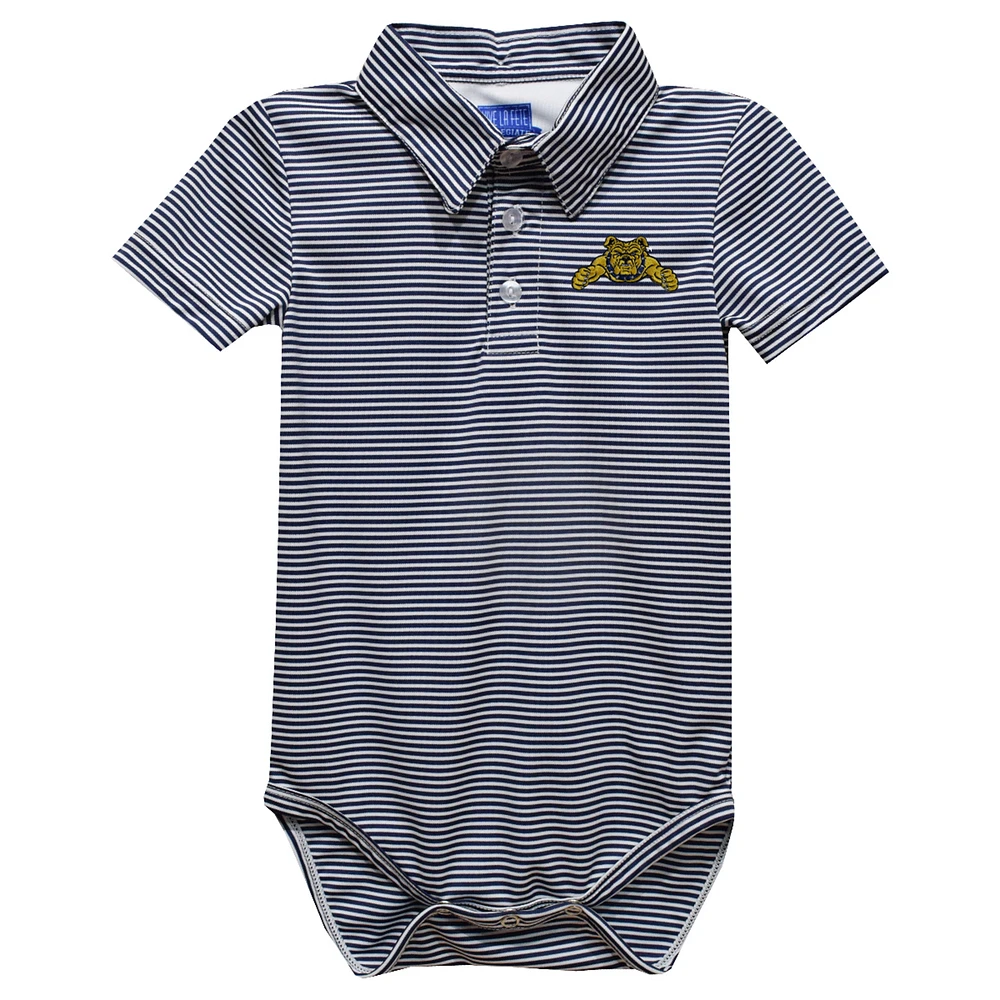 Infant Vive La Fete Blue North Carolina A&T Aggies Polo Pencil Stripe Bodysuit