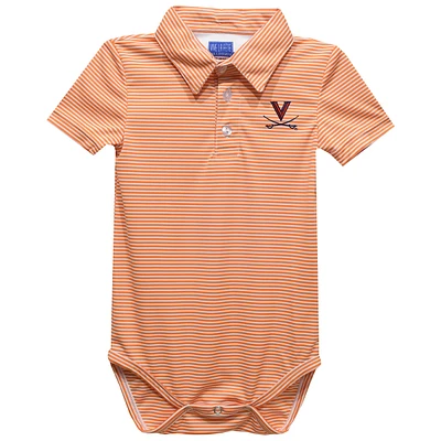 Infant Vive La Fete Orange Virginia Cavaliers Polo Pencil Stripe Bodysuit