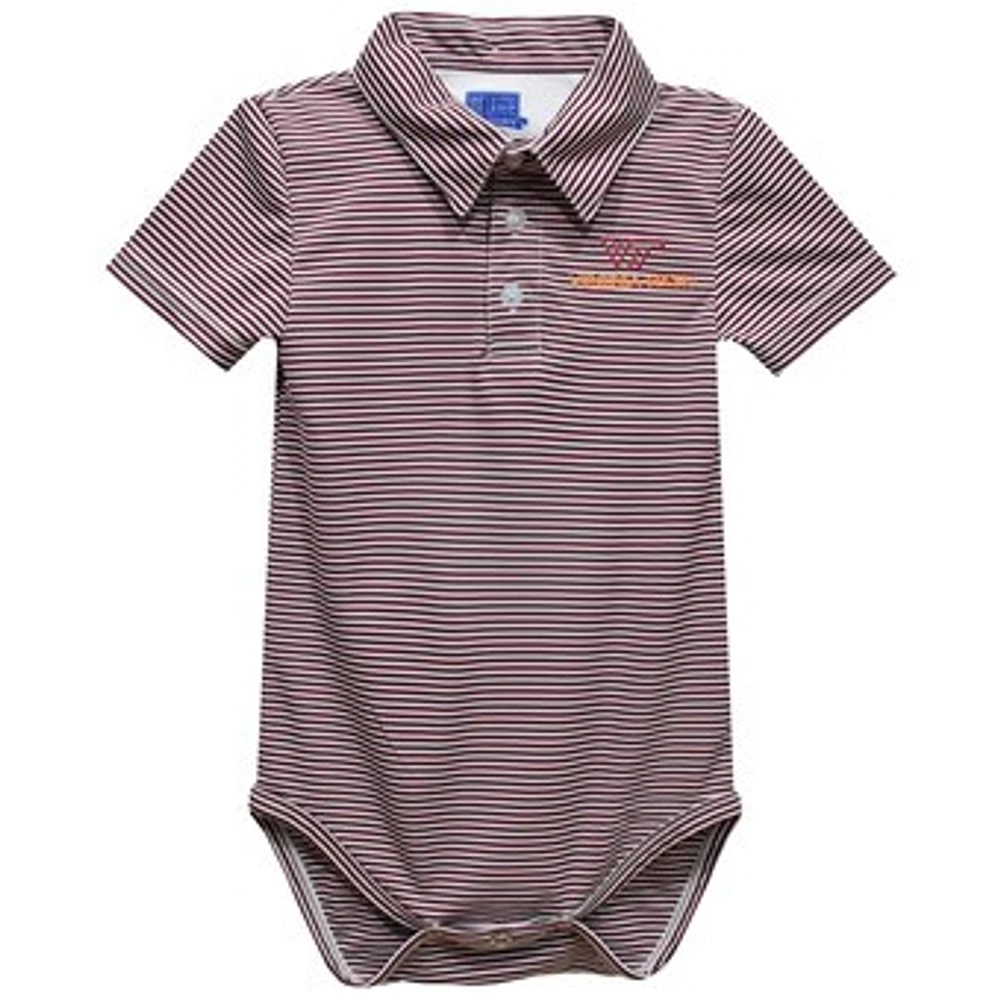 Infant Vive La Fete Maroon Virginia Tech Hokies Polo Pencil Stripe Bodysuit
